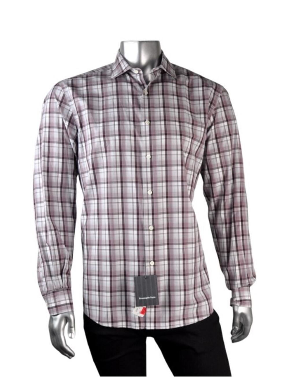 $495 NWT Ermenegildo Zegna Centoquaranta Twill Plaid Checked Casual Shirt 3XL